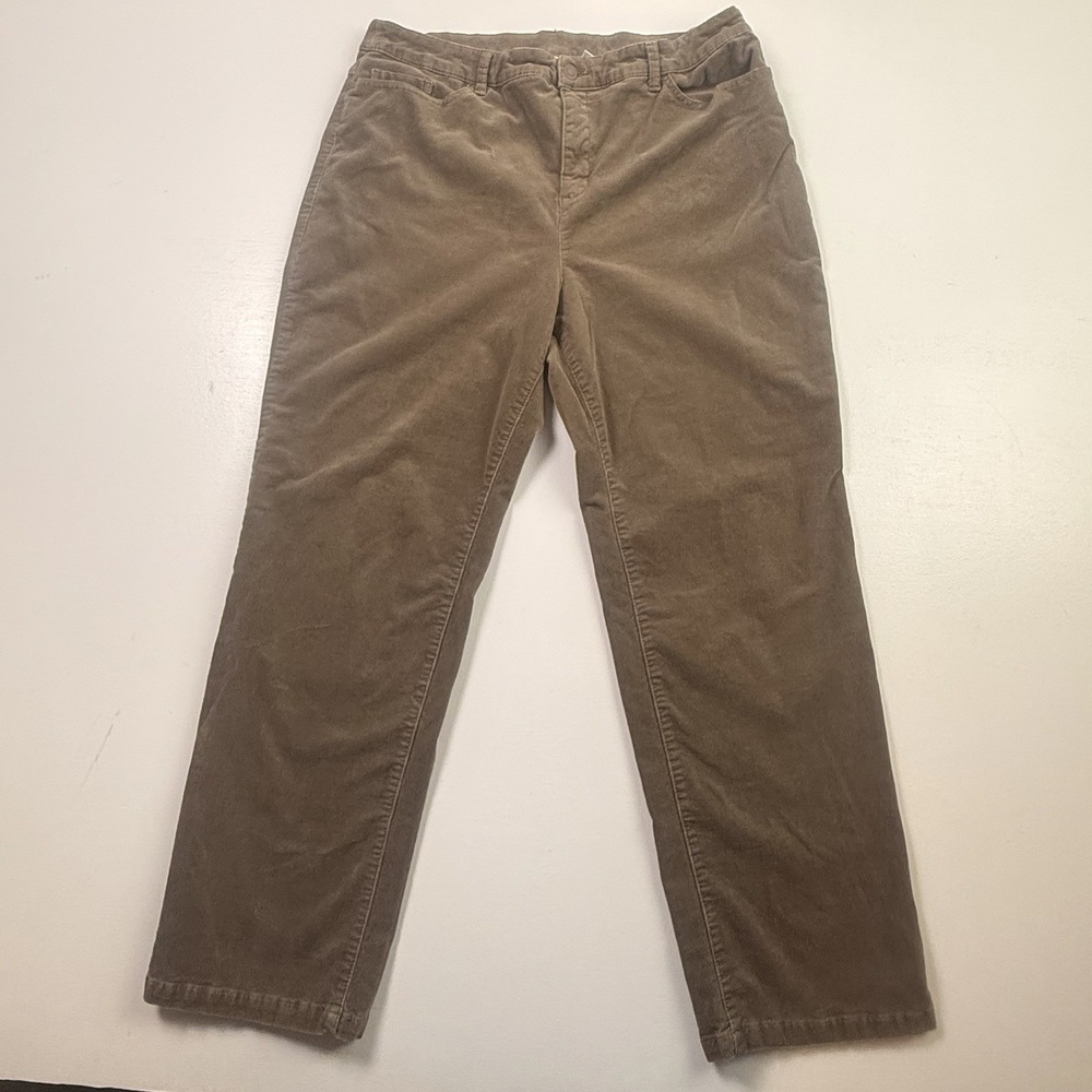 Croft & Barrow Woman's Plus Size‎ 16 Short Brown Smooth Corduroy Pants Straight